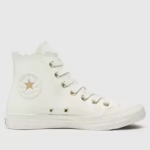 Converse all star hi trainers in white & gold