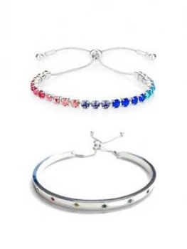 Buckley London Buckley London Adjustable Rainbow Bangle And Bracelet Duo Gift Set Free Gift Bag