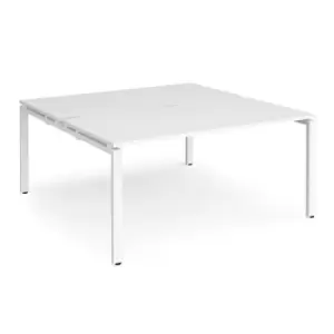 Bench Desk 2 Person Rectangular Desks 1600mm With Sliding Tops White Tops With White Frames 1200mm Depth Adapt