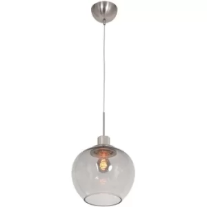 Sienna Lotus Dome Pendant Ceiling Lights Steel Brushed, Glass Transparent Grey