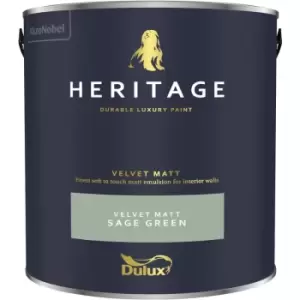 Dulux Heritage Velvet Matt Sage Green Matt Emulsion Paint 2.5L