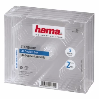 Hama Standard CD Double Jewel Case (pack of 5 - transparent)
