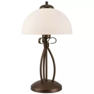 Adelle Table Lamp With Shade With Glass Shade, Brown, 1x E27