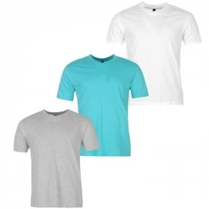Donnay Three Pack V Neck T Shirt Mens - Wht/Aqua/GreyM