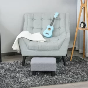 HOMCOM Linen Fabric Footstool Foot rest Small Seat Foot Rest Chair Ottoman Grey Home Office with Legs 40 x 30 x 24cm