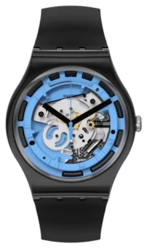 Swatch New Gent Blue Anatomy Black Silicone SUOB187 Watch