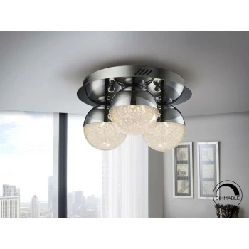 Schuller Sphere - Integrated LED Dimmable Flush Ceiling Light Chrome