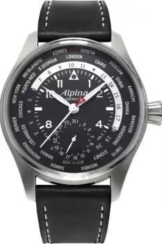 Mens Alpina Startimer Pilot Manufacture Worldtimer Automatic Watch AL-718B4S6