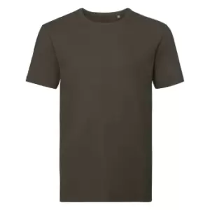 Russell Mens Organic Short-Sleeved T-Shirt (XS) (Dark Olive)