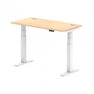 Air 1200/600 Maple Height Adjustable Desk with Cable Ports with White Legs