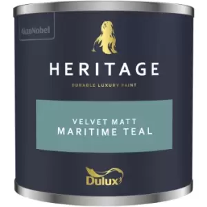 Dulux Heritage Velvet Matt Maritime Teal Matt Emulsion Paint 125ml