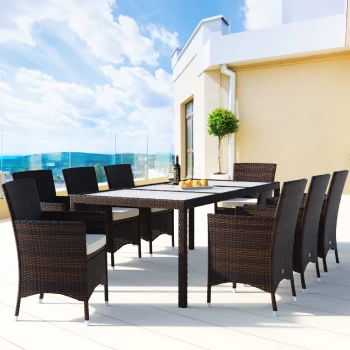 8 Seat Poly Rattan Garden Dining Set Bali Brown Stackable