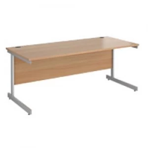 Rectangular Straight Desk with Beech Coloured MFC Top and Silver Frame Cantilever Legs Contract 25 1800 x 800 x 725mm