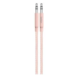 Belkin AV10164BT04-C00 1.25M Braided Tangle Free 3.5MM Audio Cable in Pink