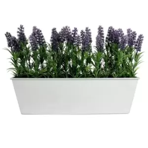 GreenBrokers Artificial Lavender Plant in White Window Box 45cm - wilko