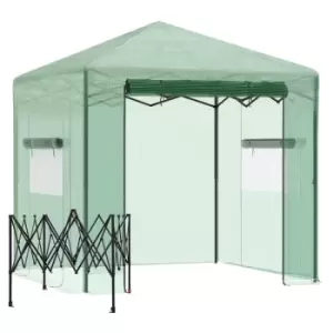Outsunny Portable Pop-up Walk in Greenhouse w/ Door Windows 2.4 x 1.8 x 2.4m - Green