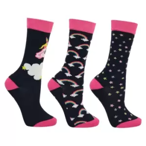 Little Rider Kids/Childrens Little Unicorn Socks (3 Pairs) (8-12 Child UK) (Multicoloured)