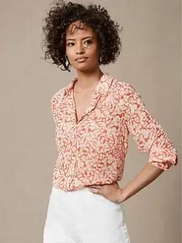 Mint Velvet Adaline Floral Print Shirt, Orange, Size 18, Women