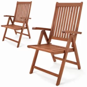 Deuba Garden Chair Vanamo FSC -certified Eucalyptus Wood Foldable Chair High-back Garden Furniture 2Pcs Set