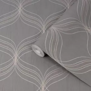 Boutique Optical Grey Geometric Bronze Effect Textured Wallpaper