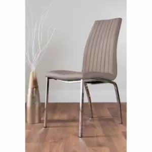 Furniture Box 2 x Isco Modern Chrome Metal Faux Leather Deep Foam Padded Contemporary Dining Chairs Cappuccino Grey