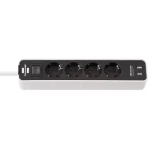 Brennenstuhl 1153240026 Power strip (+ switch) 4x White, Black PG connector