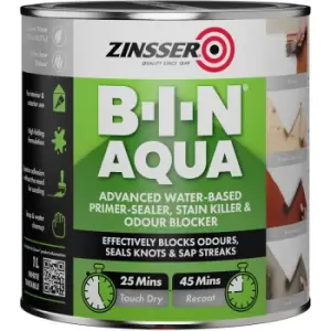 Bin Aqua Primer Sealer - Stain Killer Paint - White - 1L - White - Zinsser