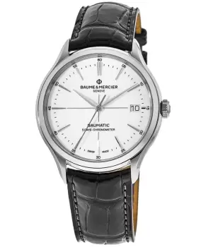 Baume & Mercier Clifton Automatic White Dial Leather Strap Mens Watch 10518 10518