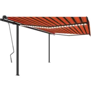 Vidaxl - Manual Retractable Awning with LED 4x3 m Orange and Brown Multicolour