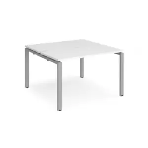 Bench Desk 2 Person Rectangular Desks 1200mm White Tops With Silver Frames 1200mm Depth Adapt