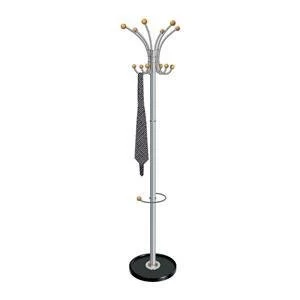 Original Hat and Coat Stand Metallic Tubular Steel with Umbrella Holder 6 Pegs and 6 Hooks