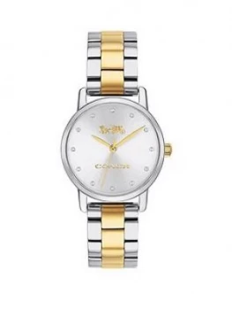 COACH CoacH Silver Sunray and Gold Detail Dial Two Tone Stainless Steel Bracelet Ladies Watch, One Colour, Women
