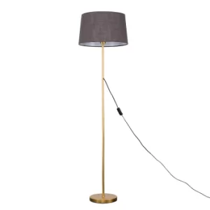 Charlie Gold Floor Lamp with Dark Grey Doretta Shade