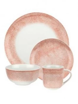 Crackle Pink Porcelain 16 Piece Dinner Set