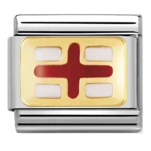 Nomination CLASSIC Gold Flags Red and White England Flag Charm...