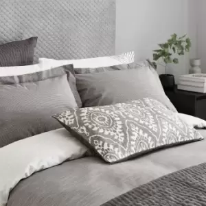 Bedeck of Belfast Kayah Woven Check Double Duvet Cover, Charcoal