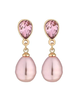 Mood Pink Pearl & Crystal Drop Earrings