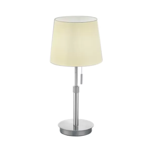 Lyon Modern Table Lamp with Round Tapered Shade Nickel Matt