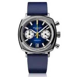 Duckworth Prestex Watch Chronograph 42 Blue Sunburst Blue Rubber Limited Edition