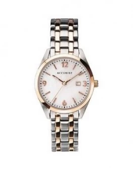 Accurist Silver And Rose Gold Detail Date Dial Two Tone Stainless Steel Bracelet Ladies Watch