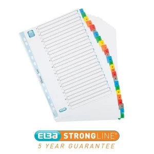 Elba A4 Index Mylar reinforced Europunched A Z with Coloured Mylar Tabs White Single