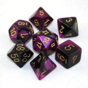 Chessex Gemini Poly 7 Set: Black-Purple/Gold