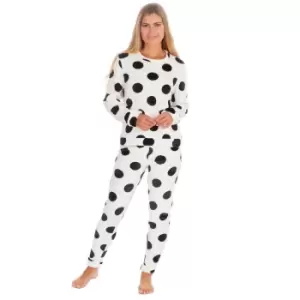 Forever Dreaming Womens/Ladies Spot Print Flannel Fleece Pyjamas (M) (White/Black)
