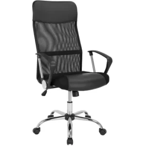 Ergonomic Mesh Office Chair 160 kg Adjustable Height Computer Desk High Back Breathable Padded Rocker Seat Home Work Swivel White Black Black