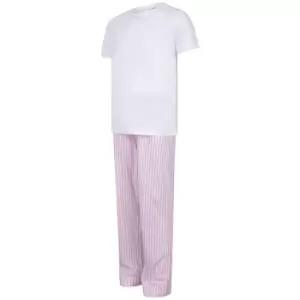 Towel City Girls Long Pyjamas (7-8 Years) (White/Pink)