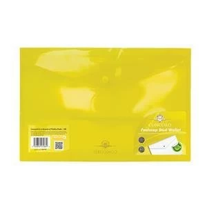 Original Concord Stud Wallet File Translucent Polypropylene Foolscap Yellow Pack of 5