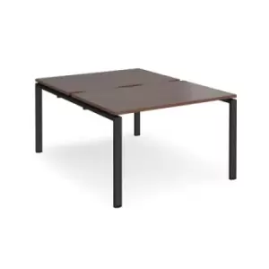 Bench Desk 2 Person Starter Rectangular Desks 1200mm Walnut Tops With Black Frames 1600mm Depth Adapt