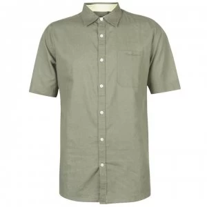 Pierre Cardin Short Sleeve Linen Shirt Mens - Olive