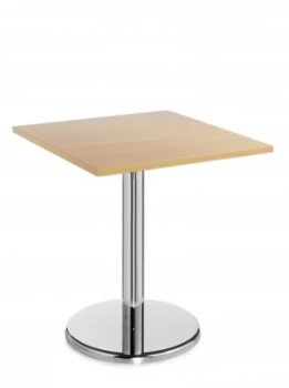 Pisa Square Table With Round Chrome Base 700mm - Beech