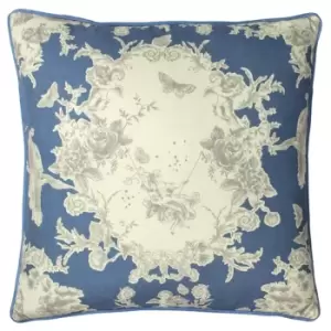 Paoletti Burford Floral Cushion Cover (One Size) (Slate Blue/White)